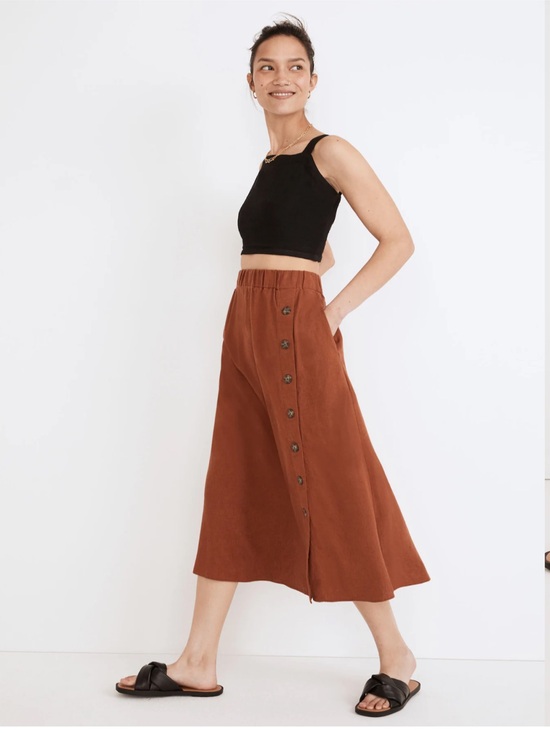 Madewell Dresses & Skirts - Madewell Linen-Blend Side-Button Midi Skirt